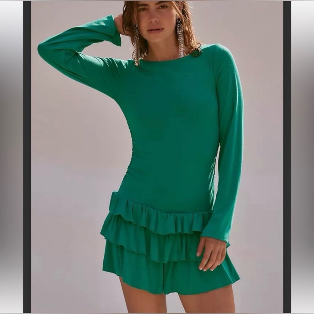 NWOT Good Feels Ruffle Long-Sleeve Mini Dress